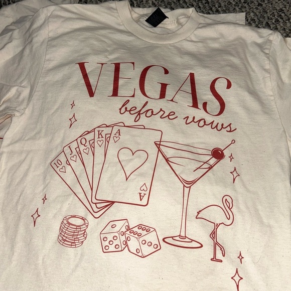 Vegas Bachelorette Tees - Gildan White and Red Short Sleeve - Picture 6 of 6